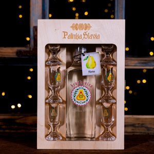 Palinka Slavia – Pere (set cadou cu 6 pahare)